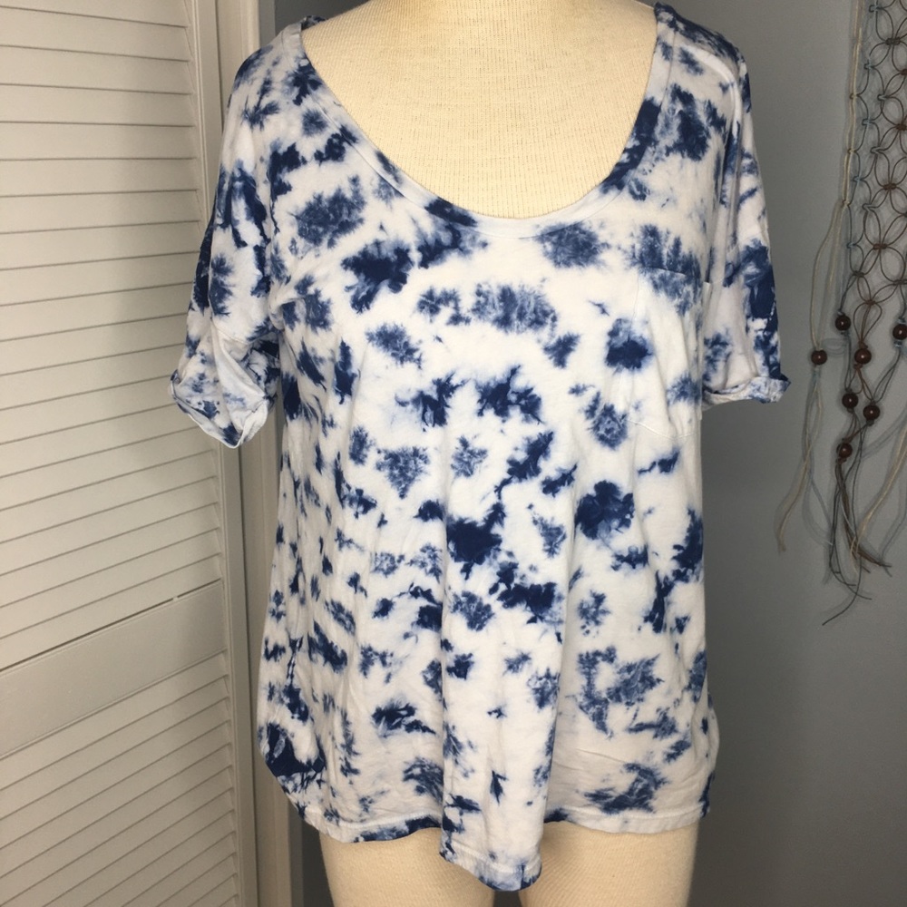 J. Crew blue and white tie dye top small
